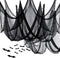 MELLIFUL Huge Halloween Creepy Cloth with 12 PCS Bats Spooky Hanging Scary Gauze Fabric Black 315 x 79 Inch Window Cover Gauze Halloween Decorations for Party Home Wall Yard Outdoor Doorway