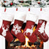 NIGHT-GRING Christmas Stockings, 4 Pcs 20" Big Xmas Stockings, Burlap Style Snowflake,Christmas Tree and elk and Plush Faux Fur Cuff Stockings, for Family Holiday Xmas Party Decorations (White-Fluff)