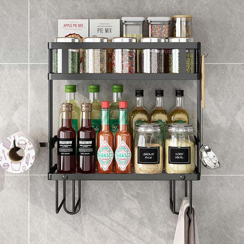 Over The Toilet Storage Shelf,Bathroom Organizer, Above Storage Cabinet Restroom Paper Holder,No Drilling Space Saver with Wall Mounting Design (Black)