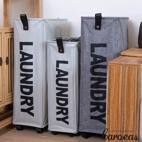 Laundry Baskets, Caroeas 22inch Slim Rolling Laundry Basket Collapsible Tall Slim Laundry Hamper with Washable & Breathable Mesh Liner Waterproof & Dustproof Laundry Cart on Wheels