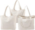 Tote Bags with Zipper, 3PCS Segarty 16.5x13 inch Natural Heavy DIY Tote for Crafting, Ironing and Embroidering, White Canvas Tote, Reusable Grocery Shopping Bag