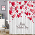 Valentine's Day Shower Curtain Farmhouse Romantic Red Love Hearts Floral Bathroom Curtains, Rustic Vintage Wooden Shiny Star Fabric Shower Curtain Set, 72 x 72 Inch