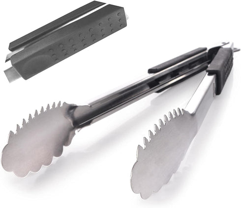 Extra Long (16 Inch) Stainless Steel Tongs For Grilling - Heavy Duty BBQ Utensil with 3-sided Silicone Safety Grips