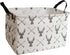 Rectangular Storage Bin Shelf Basket Canvas Fabric Toy Box,Waterproof Coating Nursery Hamper with Handles,Gift Basket for Home,Office,Clothes,Books(Deer)