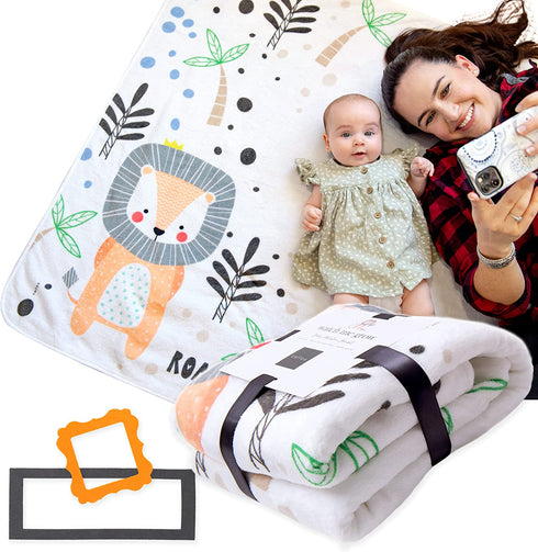 CALLOO Baby Monthly Milestone Blanket Boy Jungle Blanket Nursery Decor, Large 60x40 Extra Soft Premium Fleece with Markers for Baby Photo Pictures, Newborn Girl, Unisex, Baby Month Growth Chart.