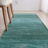 AMIDA - Blue Entryway Rug Washable Non-Slip Backing - 3'—5' Contemporary Modern Abstract Stripe Door Mat Turquoise and Dark Green- Flat Weave - Easy Care ,Available for Kitchen and Bedroom