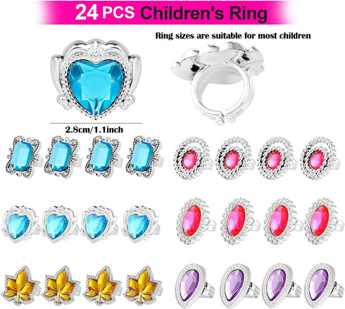 50 Pcs Princess Pretend Jewelry Toy Princess Crowns Wands Rings Princess Dress Up for Girl Princess Party Supplies