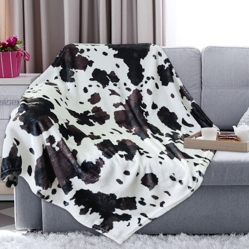 Cow Blanket, Soft Cow Baby Blankets Warm Cozy, Brown Black and White Cow Blankets and Throws Baby Couch Bed Kids Boys Girls Toddler 40x50 Inch