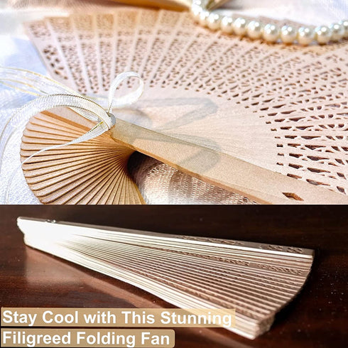 30pcs Sandalwood Foldable Hand Fans, Wedding Fans for Guests Bulk, Handheld Wooden Fans for Women, Hand Held Fans for Wedding, DIY Decorative Folding Fans for Party Decoration Baby Bridal Shower Gifts