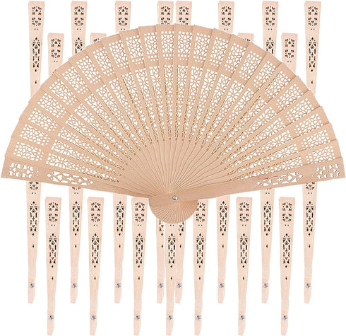 30pcs Sandalwood Foldable Hand Fans, Wedding Fans for Guests Bulk, Handheld Wooden Fans for Women, Hand Held Fans for Wedding, DIY Decorative Folding Fans for Party Decoration Baby Bridal Shower Gifts