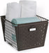 Spectrum Diversified Macklin, Stamped Steel & Wire Basket for Closet & Cubby Storage Vintage-Inspired Design with Customizable Label Plate, Large, Gray