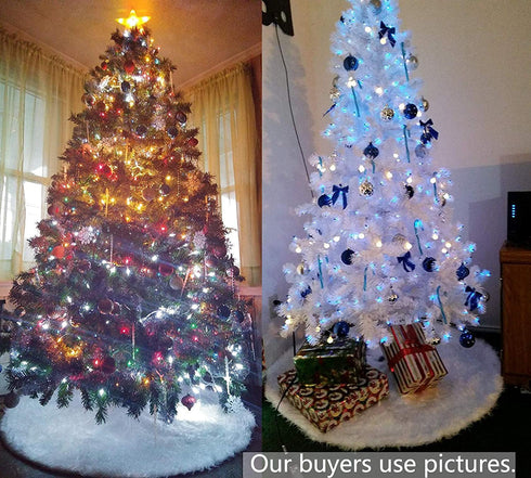 AISENO 36 Inch Christmas Tree Plush Skirt Decoration for Merry Christmas Party Faux Fur Christmas Tree Skirt Decorations