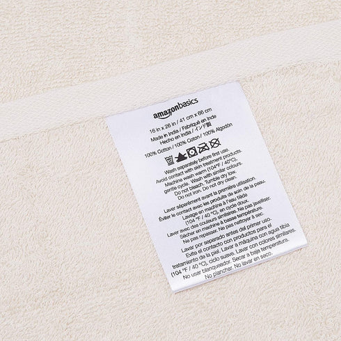 Amazon Basics 6-Piece Fade Resistant Bath, Hand and Washcloth Towel Set - Cream Grid