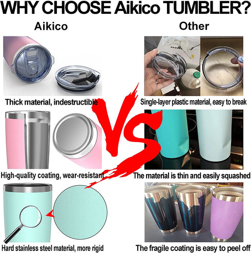 Aikico 20oz Tumbler with Lids, Vacuum Insulated Double Wall Travel Tumbler, Insulated Coffee Mug with Straws, Stainless Steel Tumbler Mug for Cold Drink and Hot Tea, Rainbow Lavender Purple
