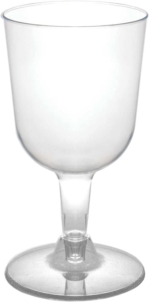 Party Essentials Disposable Hard Plastic Two Pieces Wine Glasses, 40-Count, 5.5-Ounce, Clear