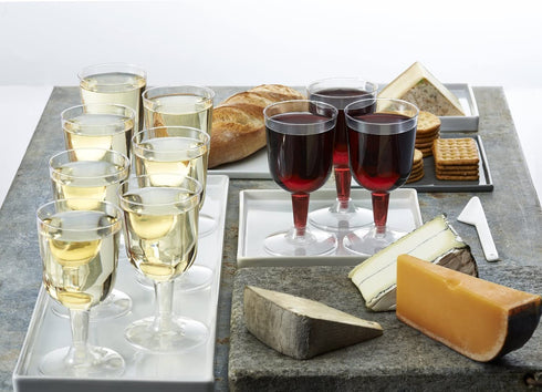 Party Essentials Disposable Hard Plastic Two Pieces Wine Glasses, 40-Count, 5.5-Ounce, Clear