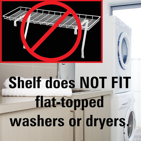Household Essentials 05100 Rear Display Over-The-Washer Storage Shelf | Organize and Store Laundry Room Supplies | White