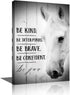 Inspirational Wall Art Canvas Farmhouse Countryside Black and White Wooden Board Animals Horse Motivational Theme Wall Decor Pictures Framed Artwork for Walls Modern Home (White Horse, 12"—16"—1 pcs)