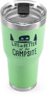 Camco Life is Better at The Campsite Stainless Steel 30 oz. Tumbler with Double Wall Insulation - Leak Proof Lid, Won't Sweat, Great For Hot and Cold Drinks - Green (53064)