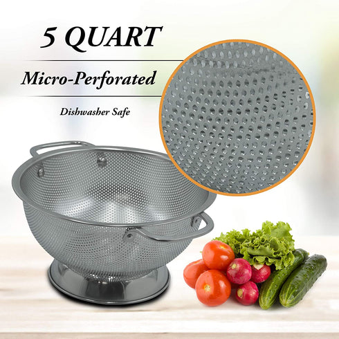 Bellemain Micro-perforated Stainless Steel Colander-Dishwasher Safe (5-Quart)