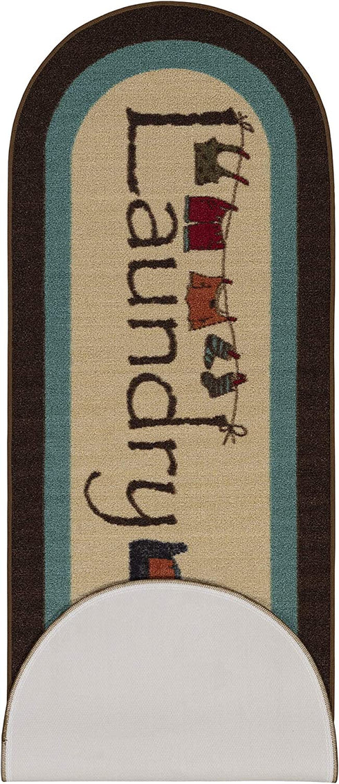 Ottomanson Text Laundry Collection, 20" X 59" Oval, Brown