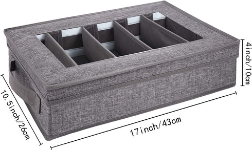 Flatware Storage Case, Silverware Storage Box Chest with Adjustable Dividers, Fabric Container Holder for Organizing Utensils, Cutlery, Flatware, Knives, Large Capacity Gray