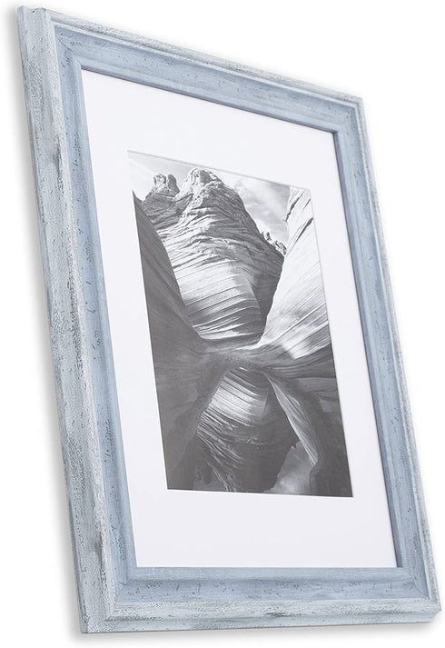 8x10 Picture Frame Distressed Blue - Matted to 5x7, Frames by EcoHome