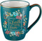 Floral Faith Mug for Women & Men, Ceramic Coffee Mug w/Gold Trim & Calligraphy, 12 oz
