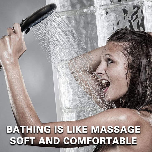 Luxsego High Pressure Shower Head with Handheld, 4 Spray Settings with Anti-Clogging Silicone Nozzles, 59" Stainless Steel Hose and Adjustable Bracket (Black)