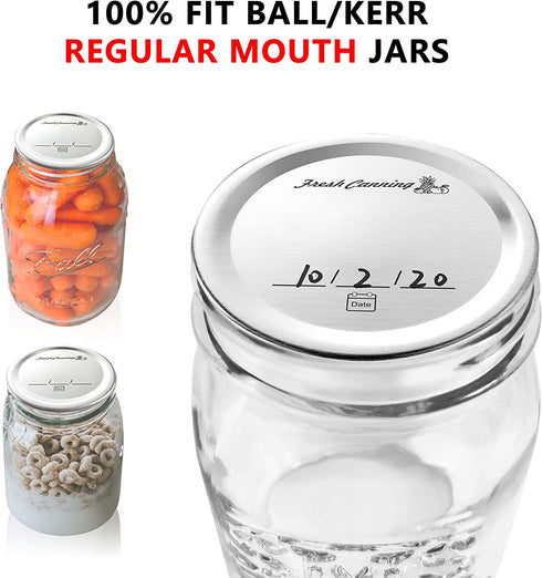 100 Count Canning Lids Regular Mouth - Mason Canning Jar Lids for Ball,Kerr - Split-Type Metal Jar Lids Leak Proof - Food Grade Material - PATENT PENDING 100% Fit for Regular Mouth