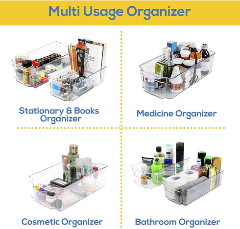 Utopia Home Set of 6 Pantry Organizers-Includes 6 Large Organizers-Organizers for Freezers, Kitchen Countertops and Cabinets - Clear Plastic Pantry Storage Racks