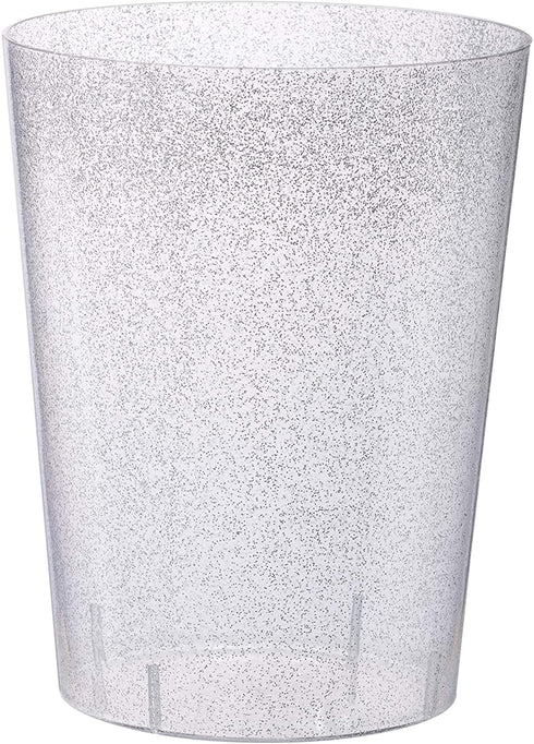 Exquisite 6 Pack Of 96 Ounce Disposable Silver Glitter Clear Plastic Ice Bucket For Parties - Good As One Large Champagne Chiller Or Classic Wine Bottle Chiller