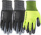 Wells Lamont 3 Pair Pack Men's Nitrile Coated Grip Work Gloves, Medium (546MF) , Black