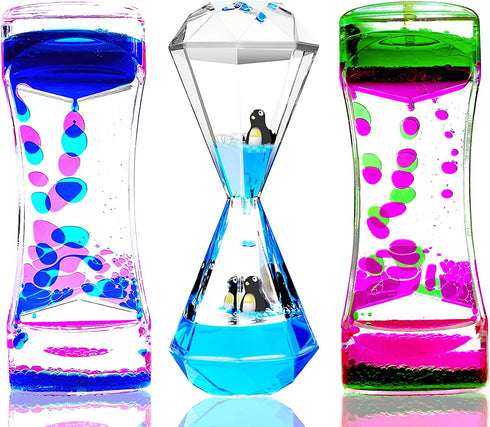 LYPGONE Liquid Motion Bubbler Timer 3 Pack Colorful Marine Organism Theme Hourglass Timer Sensory Toys Children Activity Toys Calm Relaxing Desk Toys Anxiety Toys Autism Toys ADHD Fidget Toys