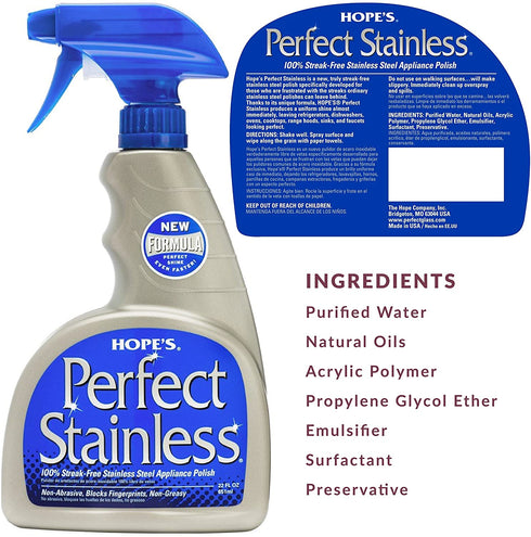 Hopes Perfect Stainless Stainless Steel Cleaner and Polish, 22oz Bottle