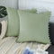 sykting Sage Green Pillow Covers 18x18 inch Soft Striped Boho Farmhouse Decorative Throw Pillow Covers with Pom Poms for Couch Sofa Bed Chair Outdoor Pack of 2