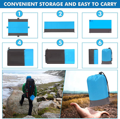 AMOSTBY Beach Blanket for 5-8 Adults,Waterproof and Sandproof Lightweight Picnic Blanket,Extra Large Oversized Beach Mat with 4 Pockets for Beach Hiking Camping Travel 10'' x 9''