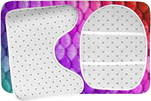 Bathroom Rugs Sets 3 Piece Non Slip Absorbent Bathroom Rugs and Mats Sets-Colorful Rainbow Mermaid Fish Scales