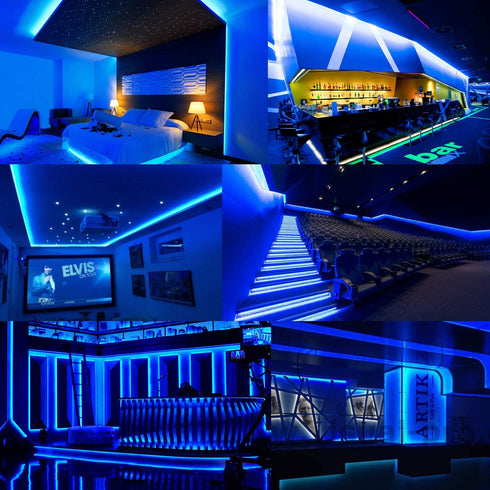 GUOTONG 50ft/15m Plug in LED Rope Lights,Outdoor Blue IP65 Waterproof Strip Lights Cuttable Connectable,Power Socket Connector Fuse Holder, Indoor/Outdoor Use, Ideal for Backyards, Decorative Lighting