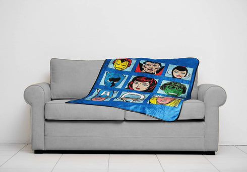 Marvel Comics Avengers Throw Blanket - Measures 46 x 60 inches, Kids Bedding Features Captain America, Black Panther, & Doctor Strange - Fade Resistant Super Soft Fleece (Official Marvel Product)
