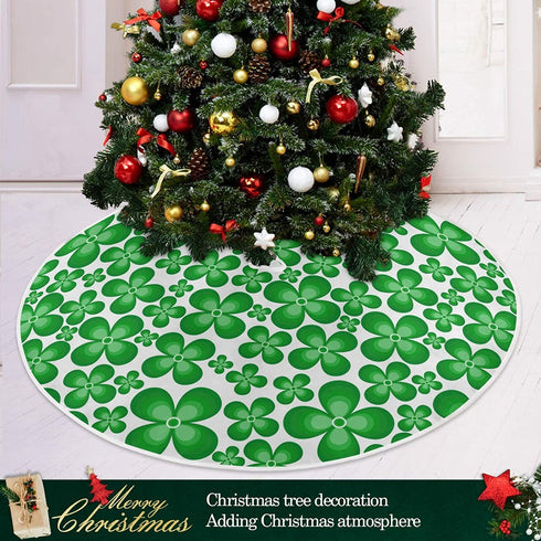 Qilmy St. Patrick's Day Shamrocks Tree Skirt Winter New Year House Decorative Supplies for Holiday Office Gift Tree Base Cover Mat Decorations 35.4inch