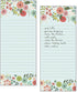 Set of 2- Teal/Coral Flowers List Pad, Notepad, Shopping List with Attachable Magnet