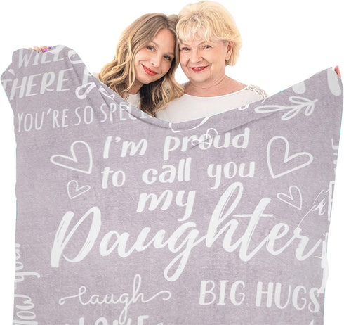 Daughter Gift Throw Blanket 60" x 50" Pure Fleece Throw Blankets Versatile Outside Light Throw Blankets to My Daughter Fleece Blanket Inspirational Message