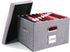 File Storage Organizer, Collapsible Office File Boxes with Lid, Linen Filing Hanging Folder Document Organizers for Letter/Legal Size with Slide Rails