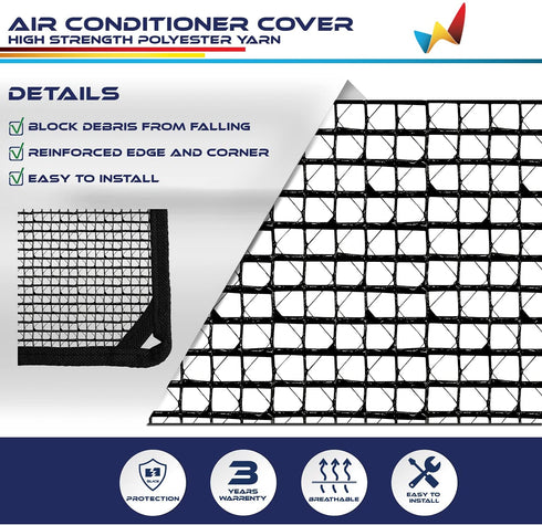Windscreen4less Outdoor A/C Unit Mesh Cover for Outside Air Conditioner AC Compressor Condenser 36''x36'' Keep Out Leaves Breathable for All Seasons