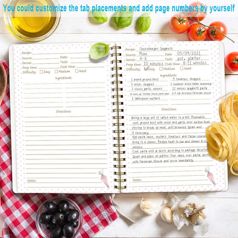 Recipe Notebook Blank Cookbook Recipe Journal 8.5" x 11" Blank Recipe to Write in for Gift