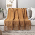 MIULEE Brown Throw Blanket for Couch,Boho Bed Decor Knitted Outdoor Blankets Throw Size with Tassels Cozy Woven for Sofa Home Chair Wave Pattern 50" x 60" Inches