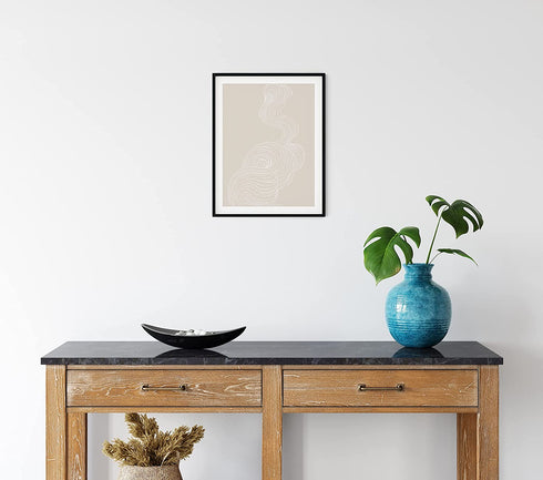 Abstract Wall Art Line Art Wall Decor - by Haus and Hues | Minimalist Wall Art Modern Wall Decor Modern Wall Art Minimalist Art Scandinavian Decor Abstract Smoke with Tan Background UNFRAMED 12x16