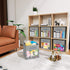 DIMJ Cube Storage Bins, 3 Packs Clear Window Fabric Storage Bin Organizer for Closet Shelves Home Storage Cubes Organizer with Handles