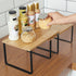 SONGMICS Cabinet Shelf Organizers, Set of 2 Kitchen Counter Shelves, Stackable, Expandable, Metal and Bamboo, Black and Natural UKCS02NB
